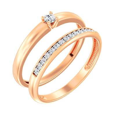 Двойное кольцо из золота с бриллиантами (арт. К011212020)