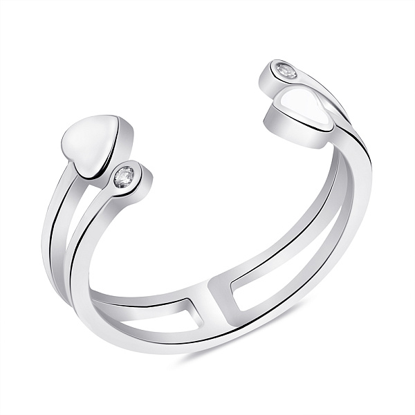 Кольцо из серебра с белой эмалью и фианитами (арт. 7501/К2ФР/1074-16,5) – изображение 1