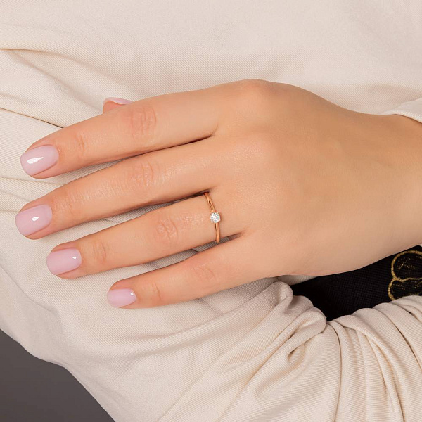 Золота каблучка з діамантом (арт. К011698005) – зображення 2