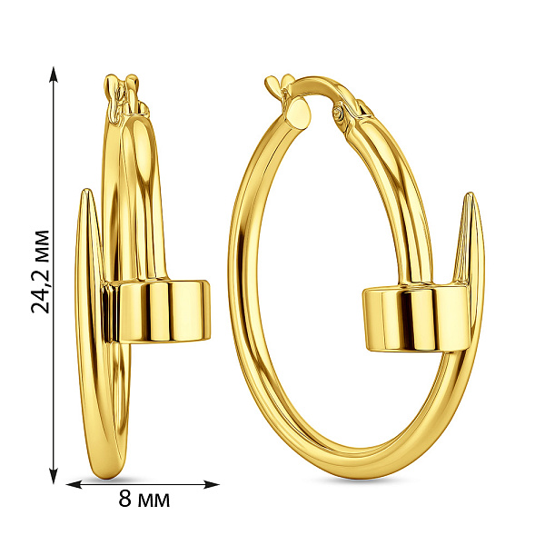 Сережки з жовтого золота без каміння (арт. 104996/25ж) – зображення 2