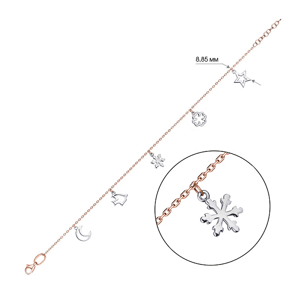 Золотой женский браслет с подвесками (арт. 324047) – изображение 2