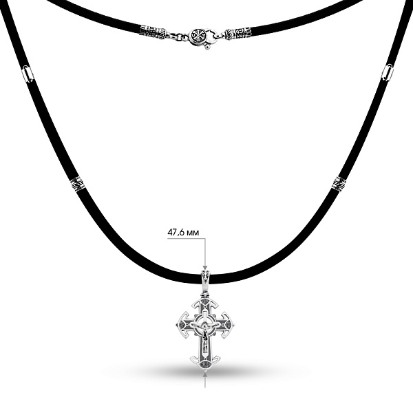 Колье на шнурке с серебряным крестиком (арт. 7307/7-3041.0.4) – изображение 6