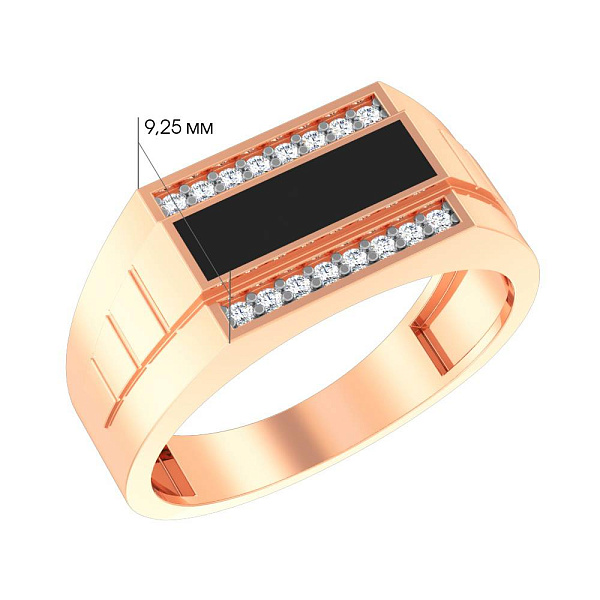 Золотая печатка с эмалью и фианитами (арт. 170066) – изображение 2