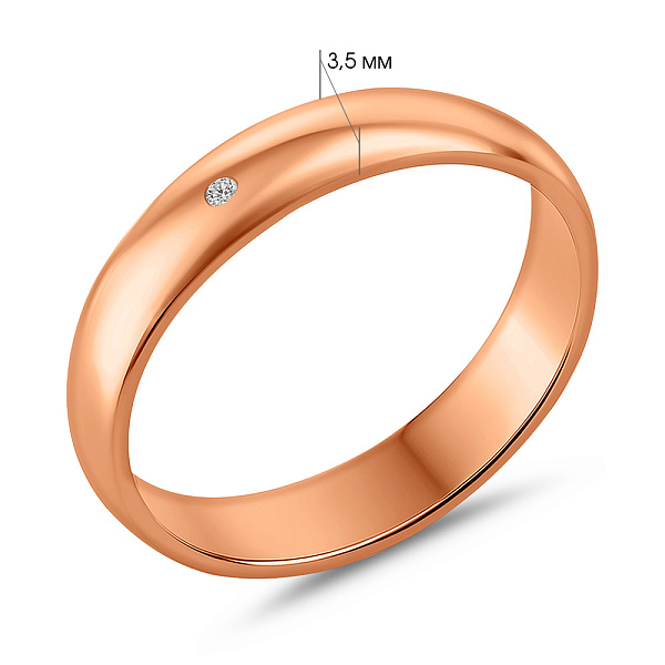 Золотое обручальное кольцо классическое Комфорт с бриллиантом (арт. К220200) – изображение 4