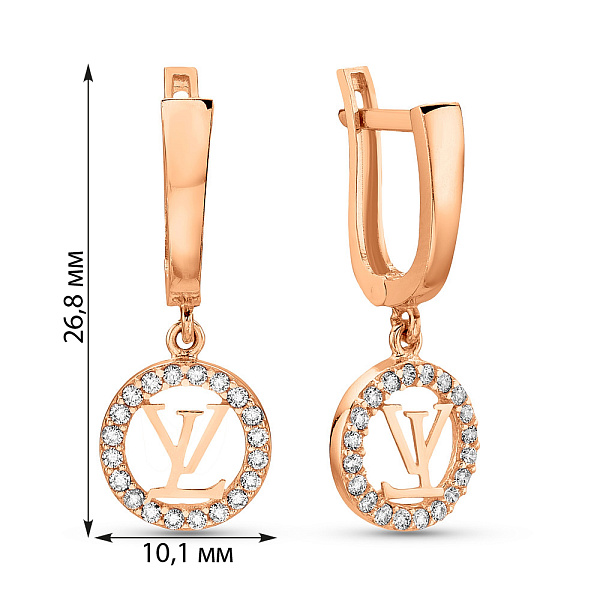 Сережки-підвіски з червоного золота (арт. 106303) – зображення 4