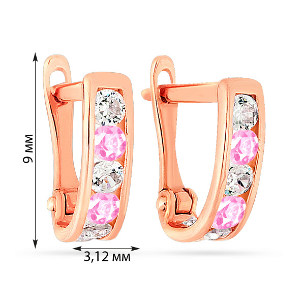 Дитячі золоті сережки з рожевими фіанітами (арт. 110144р) – зображення 5