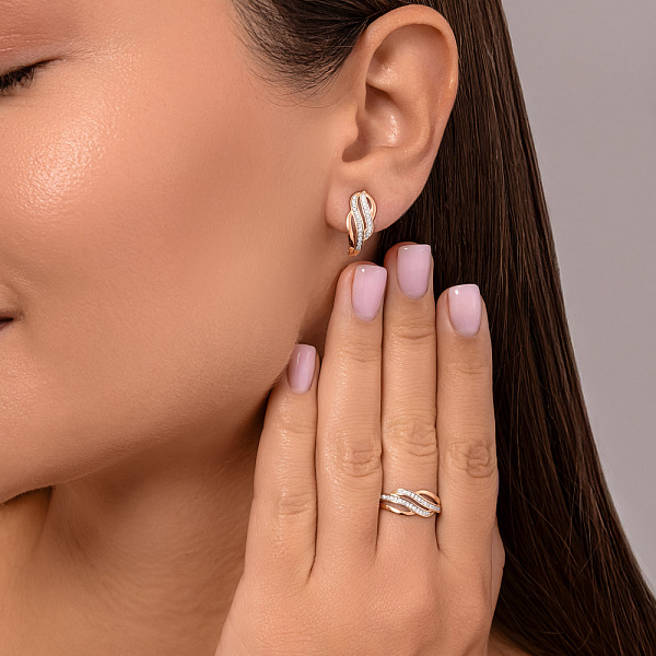Сережки з червоного золота з діамантами (арт. С011223010) – зображення 3