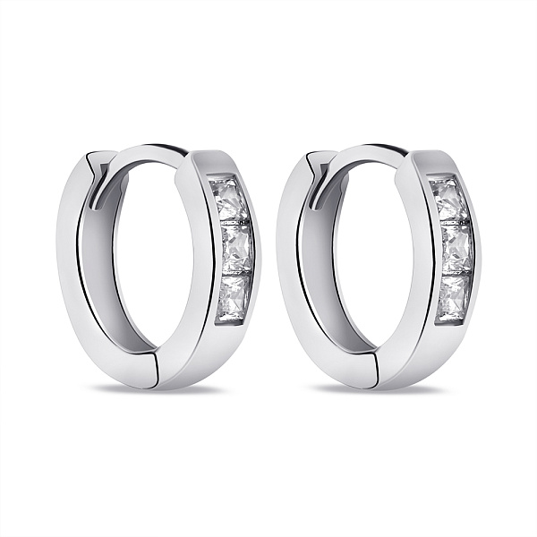 Серебряные серьги-кольца с фианитами (арт. 7502/9504) – изображение 1