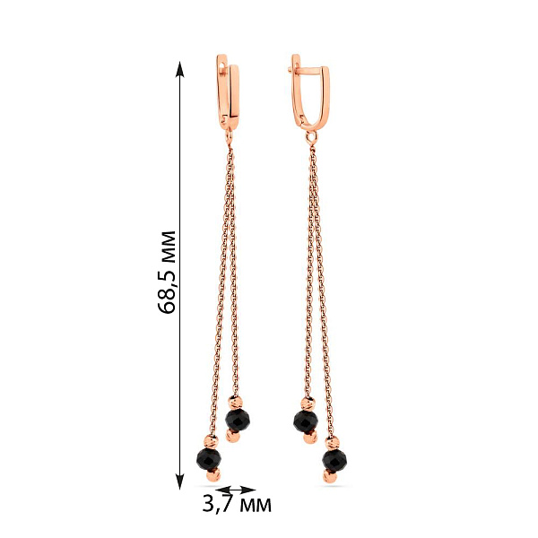 Золоті сережки-підвіски з оніксом (арт. 109563о) – зображення 2