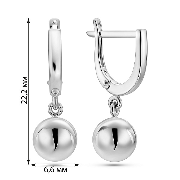 Сережки шарики из белого золота (арт. 110521/7б) – изображение 4