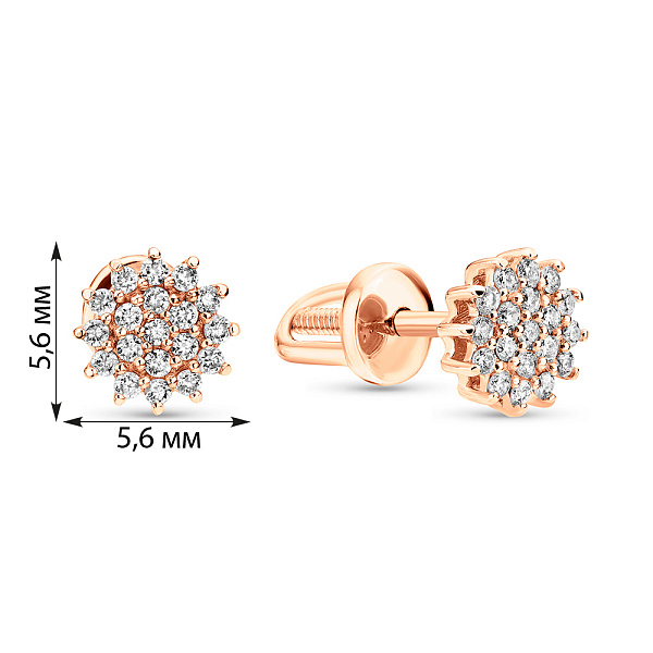 Золотые серьги-пусеты с россыпью из бриллиантов (арт. 2108949201) – изображение 4