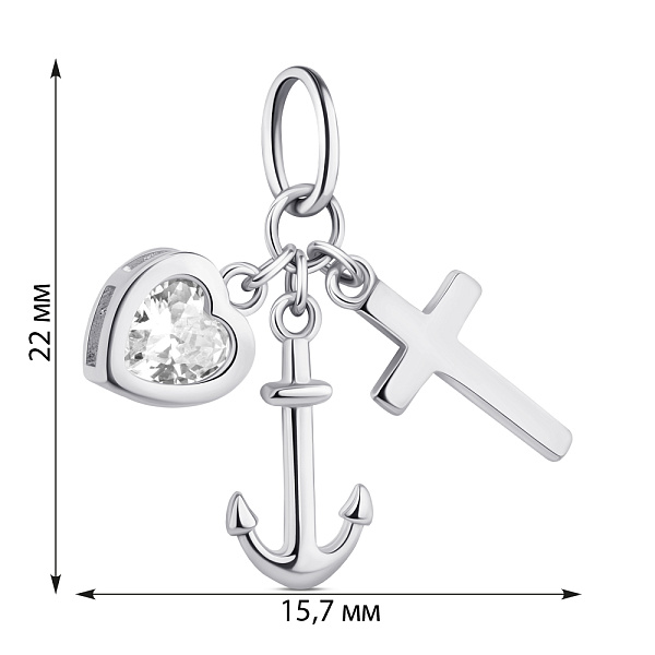 Серебряный подвес с сердцем и крестиком (арт. 7503/ПК2Ф/1056) – изображение 2