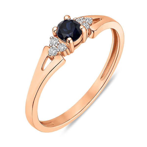 Золотое кольцо с сапфиром и бриллиантами (арт. К011063с) – изображение 1