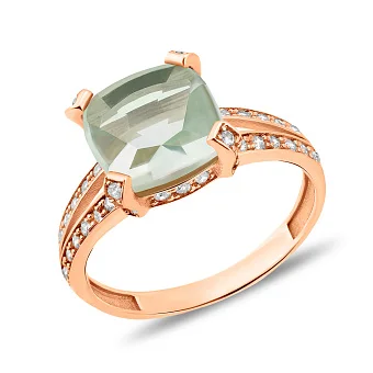 Золотое кольцо с зеленым кварцем (арт. 153335кз)
