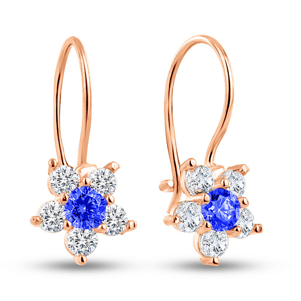 Детские золотые серьги Цветочки с фианитами (арт. 100085с) – изображение 1