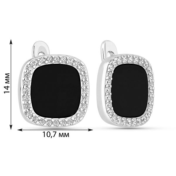 Серебряные серьги с ониксом и фианитами (арт. 7502/10335о) – изображение 2