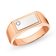 Печатка из красного и белого золота с бриллиантом (арт. К170049005кб)