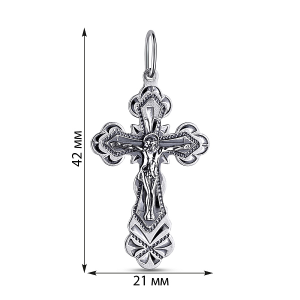 Серебряный православный крестик с распятием (арт. 7904/3521-ч) – изображение 2