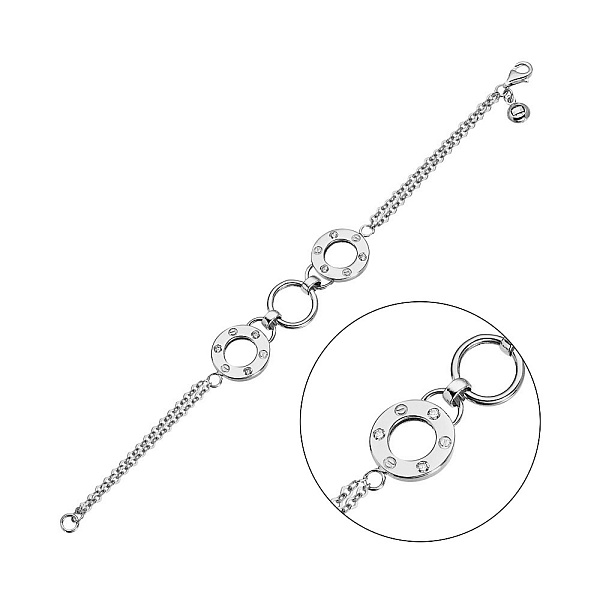 Золотий браслет в білому кольорі металу з фіанітами (арт. 324683бП1) – зображення 1