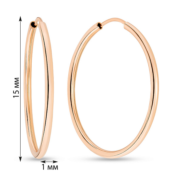 Серьги-кольца из красного золота (арт. 121900/15) – изображение 2