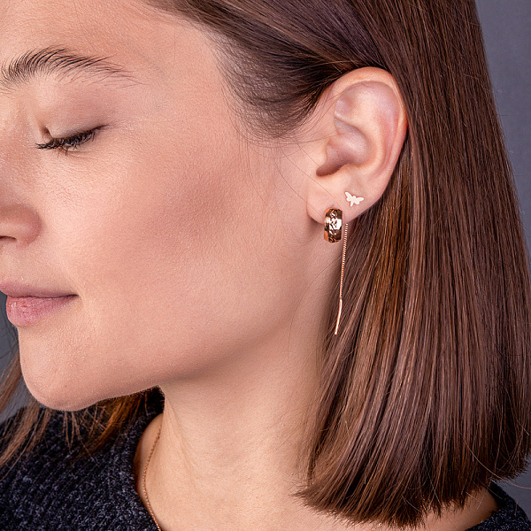 Золоті сережки-протяжки Бабка (арт. 1091112) – зображення 2