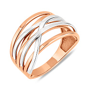 Фото Кольцо из красного золота с родированием (арт. 140732)