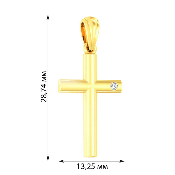Золота підвіска-хрестик з фіанітом (арт. 440637ж) – зображення 3