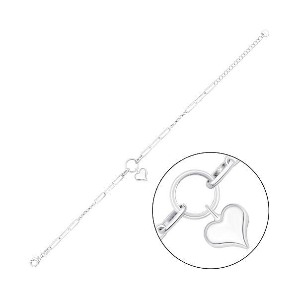 Серебряный браслет с подвеской сердечко (арт. 7509/5348) – изображение 1