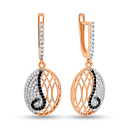 Фото Золоті сережки-підвіски з фіанітами (арт. 102583)