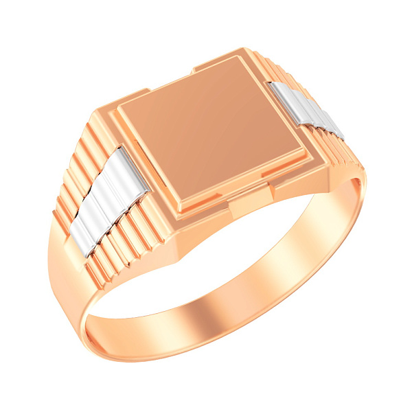 Золотая печатка без камней (арт. 170042) – изображение 1