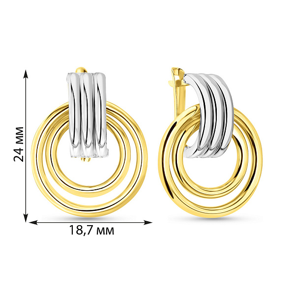 Серьги из желтого и белого золота (арт. 109204жб) – изображение 2