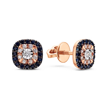 Фото Золотые пусеты с сапфирами и бриллиантами (арт. Т011734с)