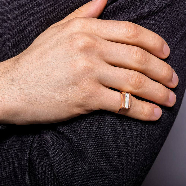 Печатка из красного и белого золота (арт. 180386кбм) – изображение 3