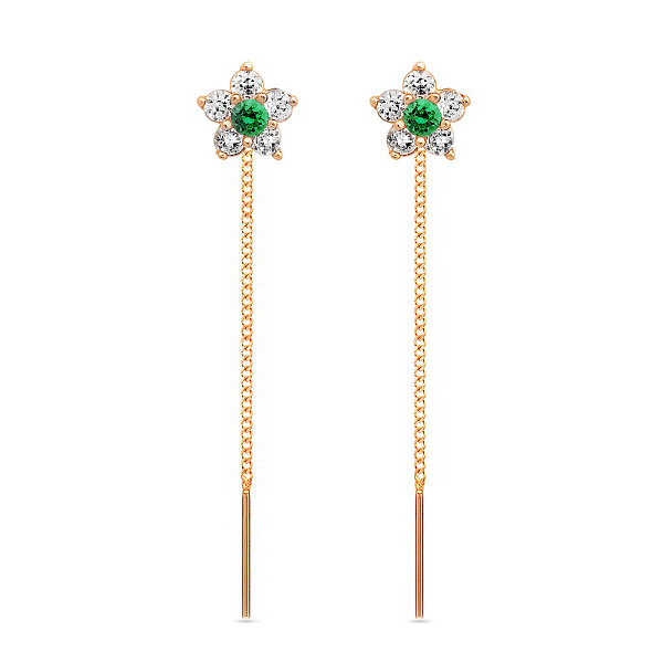 Детские золотые серьги протяжки с фианитами (арт. 101368з) – изображение 1