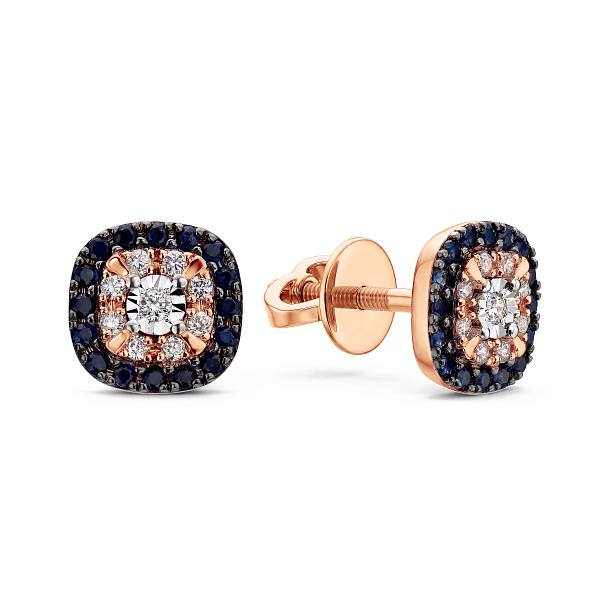 Золотые пусеты с сапфирами и бриллиантами (арт. Т011734с) – изображение 1