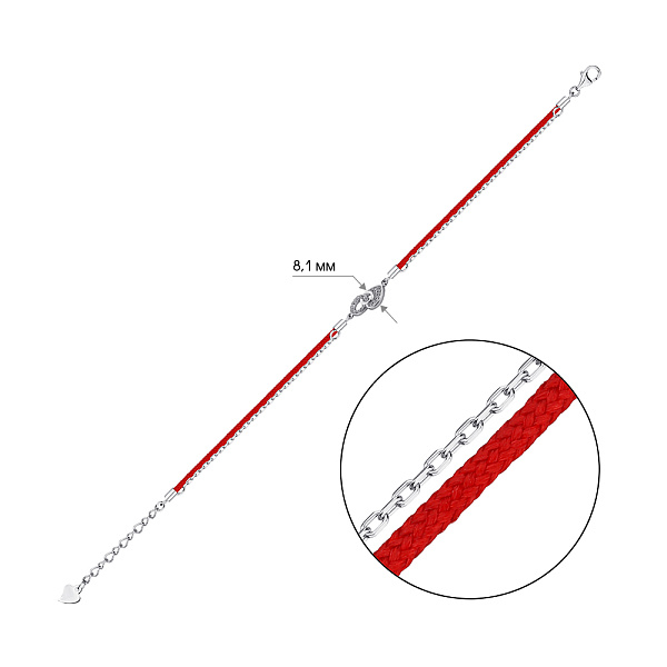 Срібний браслет з шовковою ниткою (арт. 7309/4817к) – зображення 2
