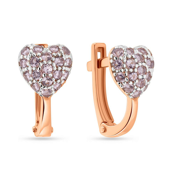 Серьги для детей с золота с розовыми фианитами (арт. 110262р) – изображение 1