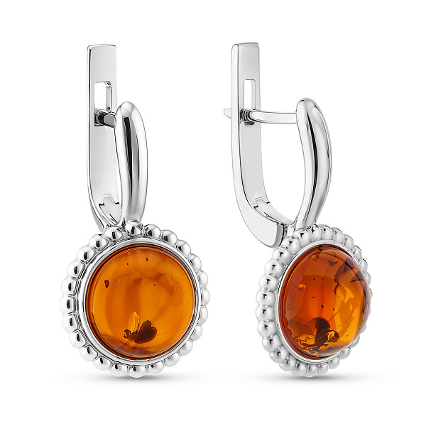 Срібні сережки з бурштином (арт. 7502/638ЯС) – зображення 1