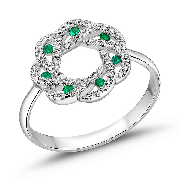 Кольцо из золота с изумрудами и бриллиантами (арт. 1190380202и) – изображение 1