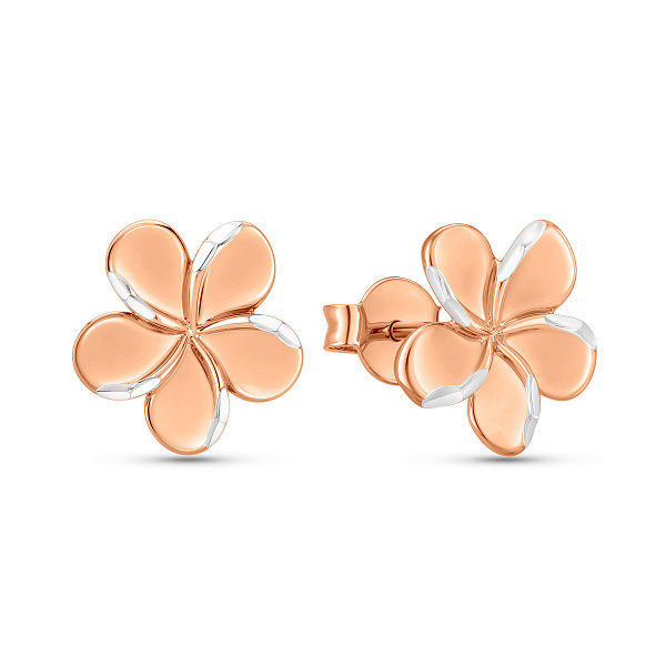 Сережки для детей Цветы из красного золота (арт. 103531р) – изображение 1