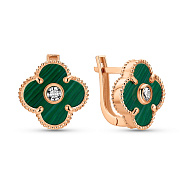 Золотые серьги с малахитом (арт. 1091382/15млх)