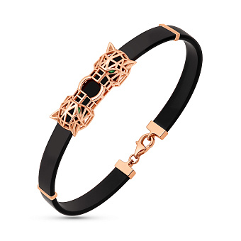 Браслет з каучуку Пантери із золотими вставками (арт. 3261383з)