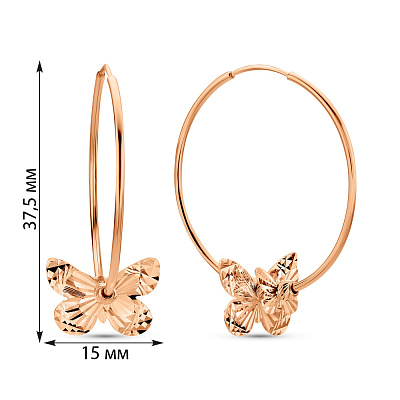 Золоті сережки кільця Метелики (арт. 109584/30)
