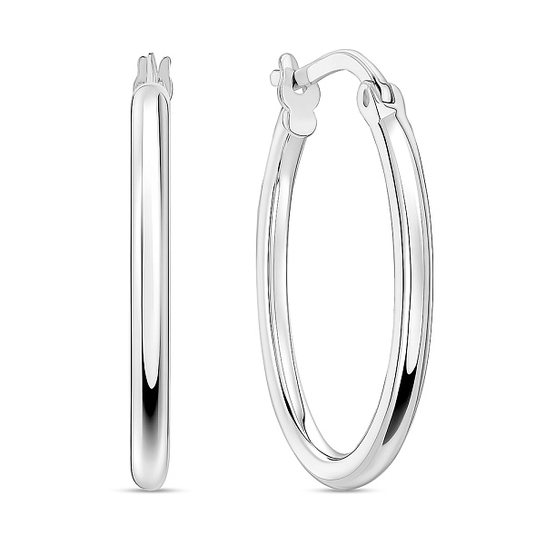 Серьги-кольца из белого золота без камней (арт. 100912/25б) – изображение 1
