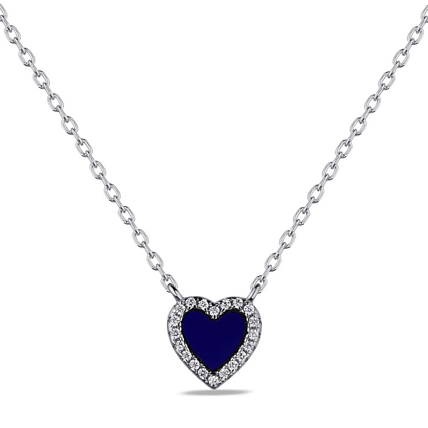 Колье из серебра Сердце с ониксом и фианитами (арт. 7507/709ос) – изображение 1