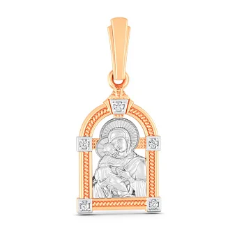 Золота ладанка Божа Матір Володимирська (арт. 440931)