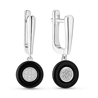 Срібні сережки з керамікою і фіанітами (арт. 7502/1154397кмч)