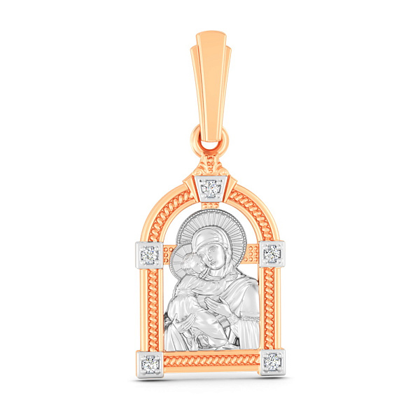 Золотая ладанка Божья Матерь Владимирская (арт. 440931) – изображение 1