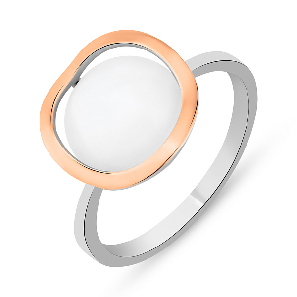 Срібна каблучка з перламутром і золотою накладкою (арт. 7201/200пкп) – зображення 1