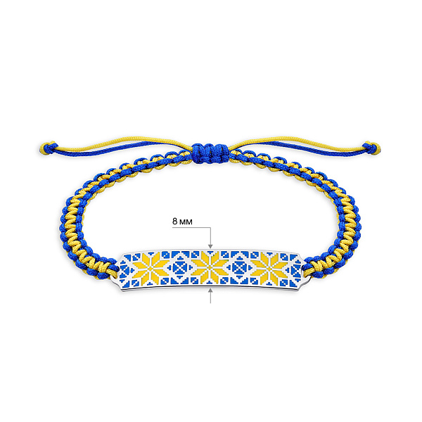 Браслет на шелковой нити с серебряной вставкой (арт. 7309/А046гжегжбрю) – изображение 2